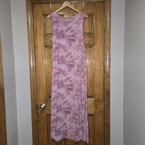 Eddie Bauer, Women's Maxi Dress, Pink & Purple Leaf Print, XL, Used